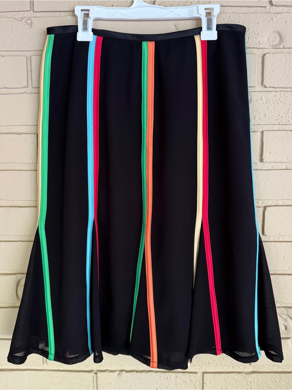 Joseph Ribkoff Trumpet Skirt Womens 6 Multicolor Striped Artsy Whimsical Career